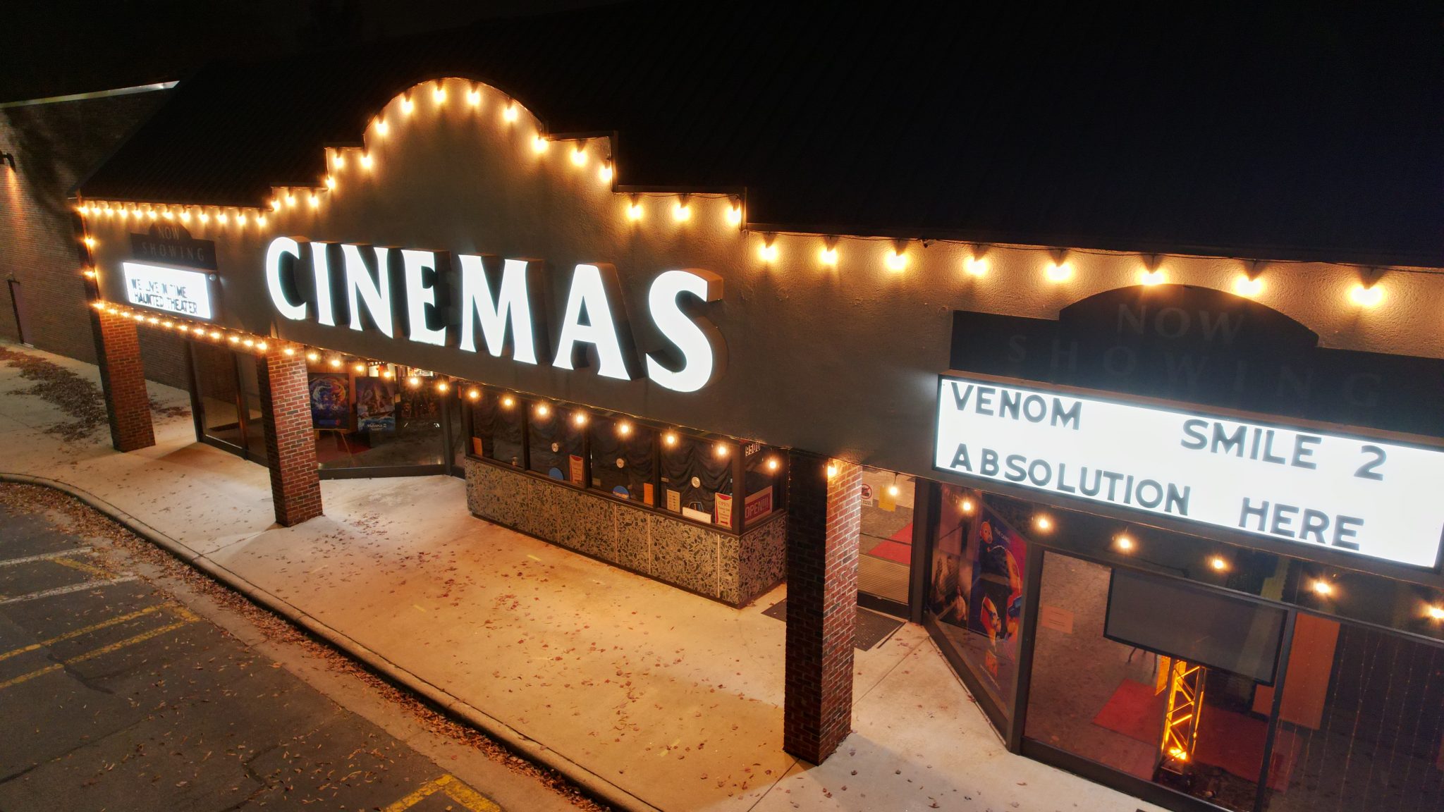 Triangle Cinemas exterior at night